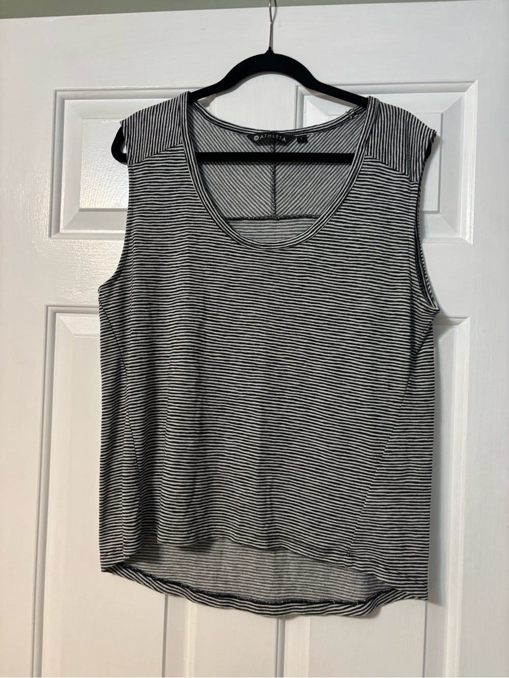 Athleta Black & White Narrow-Stripe Muscle Tank